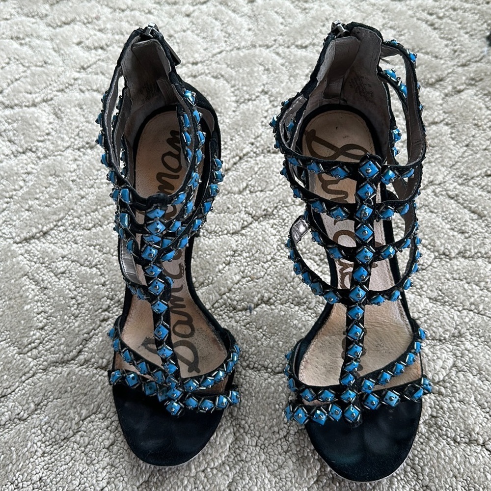 Sam Edelman Blue Stone Heel Sandals Women’s Size 8M 🦋